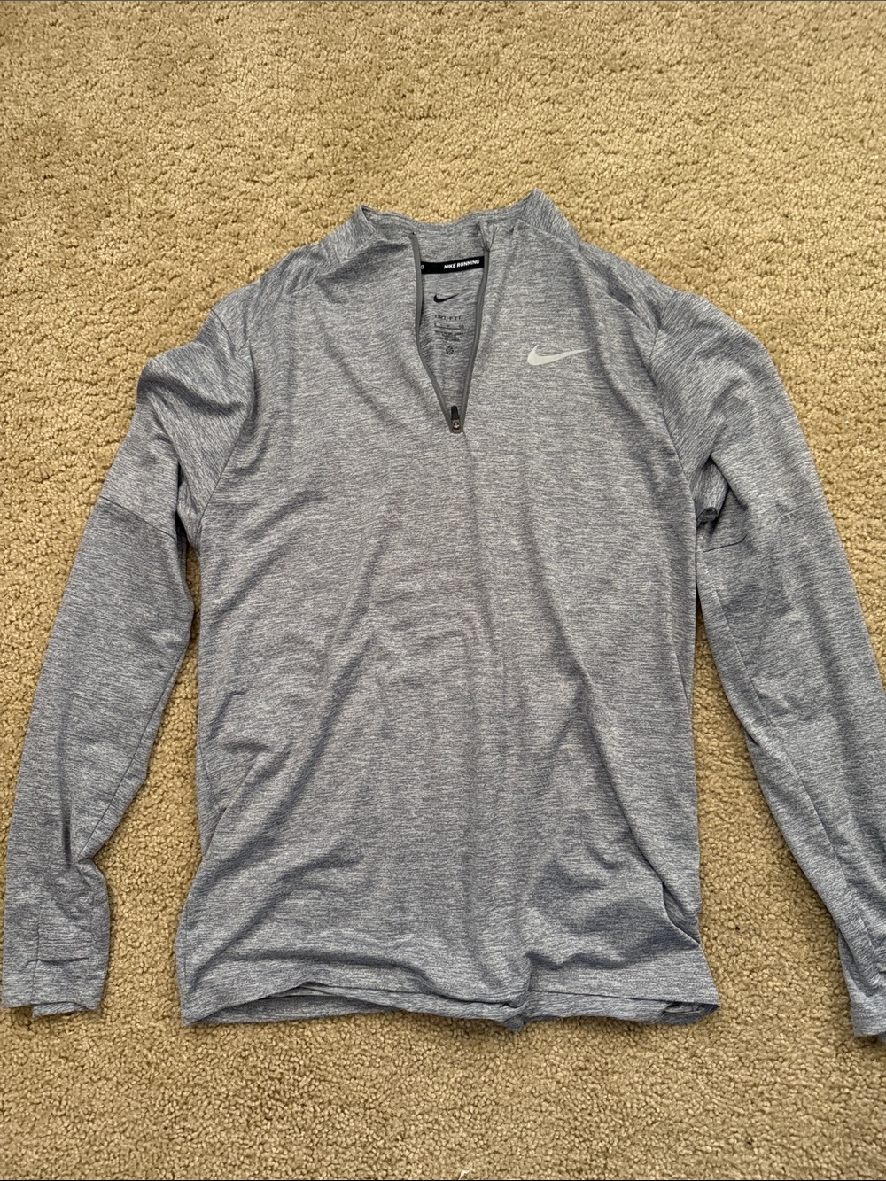 Nike Heather Gray Long-Sleeve Quarter-Zip Performance Top
